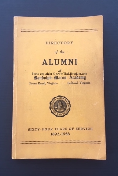 Image for Directory of the Alumni of Randolph-Macon Academy; Front Royal, Virginia;  Bedford, Virginia; Sixty-Four Years of Service, 1892-1956