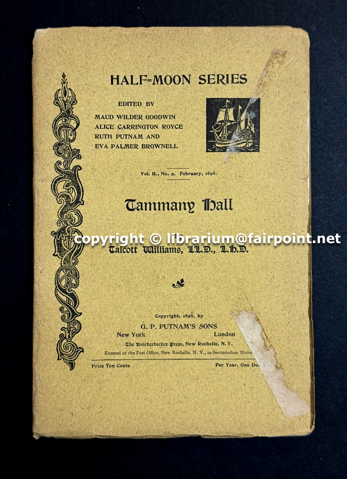 Image for Tammany Hall. Half-Moon Series Volume II, No. 2, February, 1898 Tammany Hall. Half-Moon Series Volume II, No. 2, February, 1898